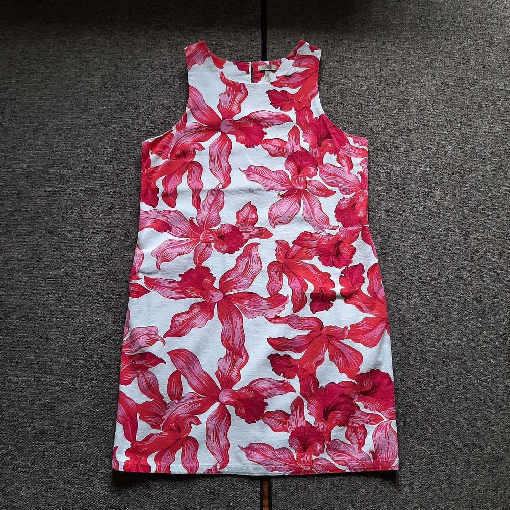 Floral Sleeveless Dress in Pink And White Medium
